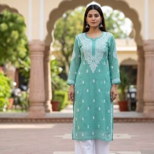 Lucknowi Chikankari Georgette Kurti