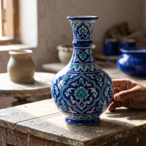 Handcrafted Blue Pottery Vase