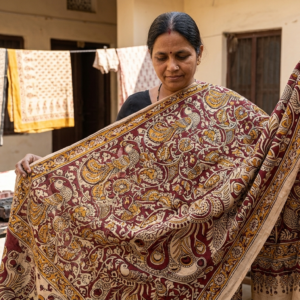 Kalamkari Hand-Block Printed Cotton Saree