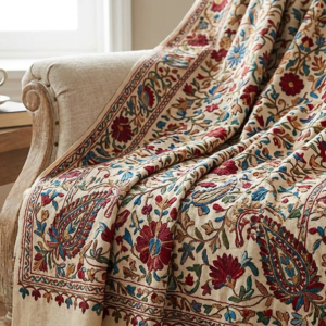 Pashmina Wool Embroidered Throw