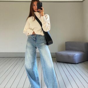 High-Waist Baggy Wide Leg Boyfriend Jeans