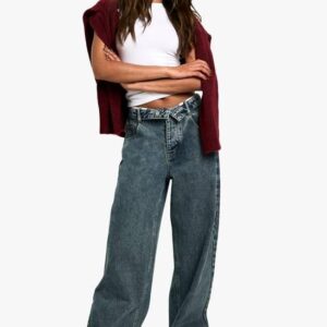 High-Waist Baggy Wide Leg Boyfriend Jeans