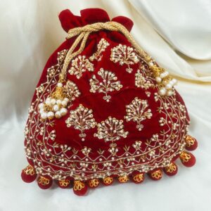 Embroidered Velvet Festive Bridal Clutch Purse
