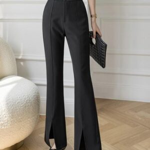 Split-Hem Front Seam Flare Pants