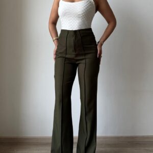 Split-Hem Front Seam Flare Pants