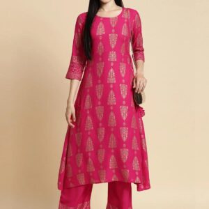 Traditional Gold Printed Kurti Dress