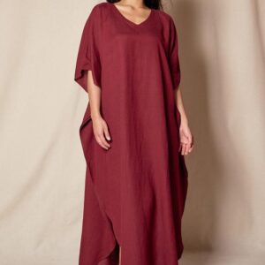 Solid Kaftan Style Maxi Dress