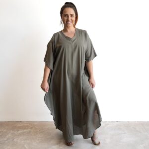 Solid Kaftan Style Maxi Dress