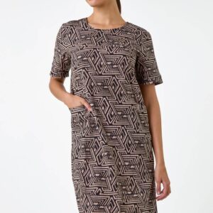Geometric Print Casual Shift Dress