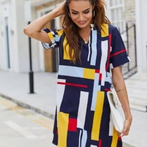 Geometric Print Casual Shift Dress
