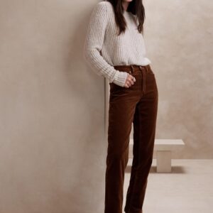 Corduroy High-Waist Straight Pants