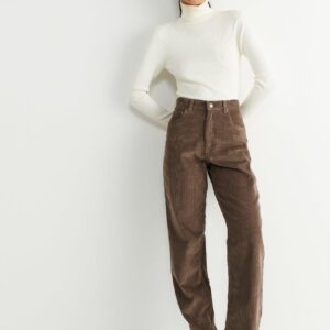 Corduroy High-Waist Straight Pants