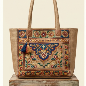 Ethnic Jute & Cotton Embroidered Tote